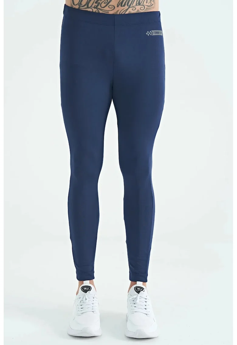 Pantaloni sport,  tricotati, albastru marin, poliester-elastan,