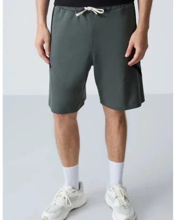 Pantaloni sport barbati,  pantaloni scurti de trening, gri ardezie, bumbac 82%,