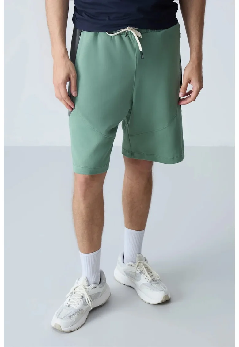 Pantaloni scurti de trening,  bumbac-poliester, verde salvie, buzunar,