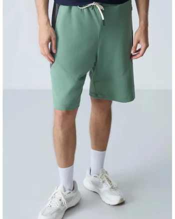 Pantaloni scurti de trening,  bumbac-poliester, verde salvie, buzunar,