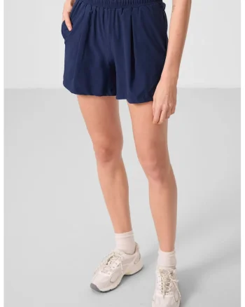 Pantaloni sport dama,  pantaloni scurti tricotati, elastic, albastru cobalt, poliester-elastan,