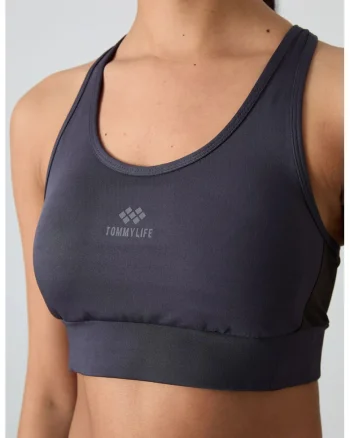Top sport,  mulat, fara maneci, gri antracit, poliester cu elastan,