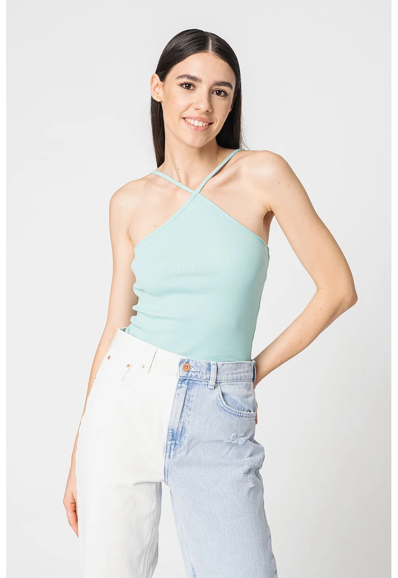 Top cu aspect striat Nessa, Turcoaz