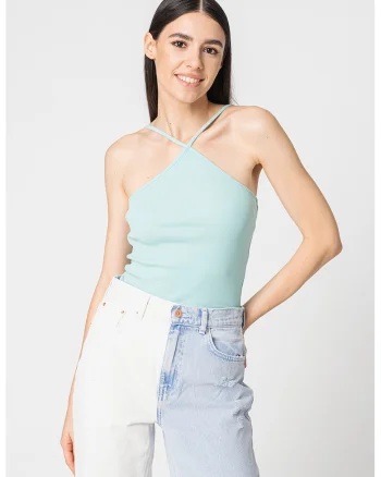 Top cu aspect striat Nessa, Turcoaz