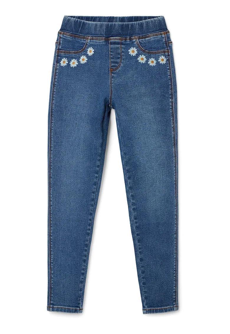 Jeggings cu imprimeu floral, Albastru