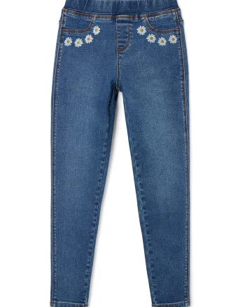 Jeggings cu imprimeu floral, Albastru