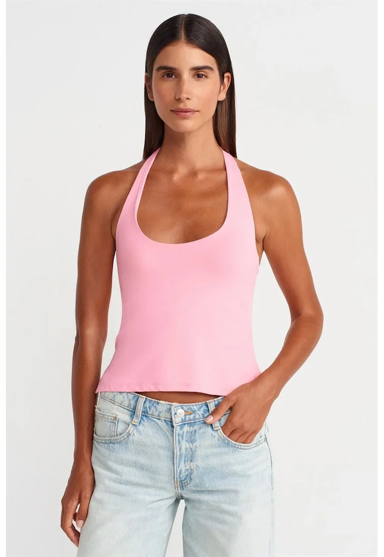 Top  Slim Fit, decupat, roz pudra, nailon-elastan