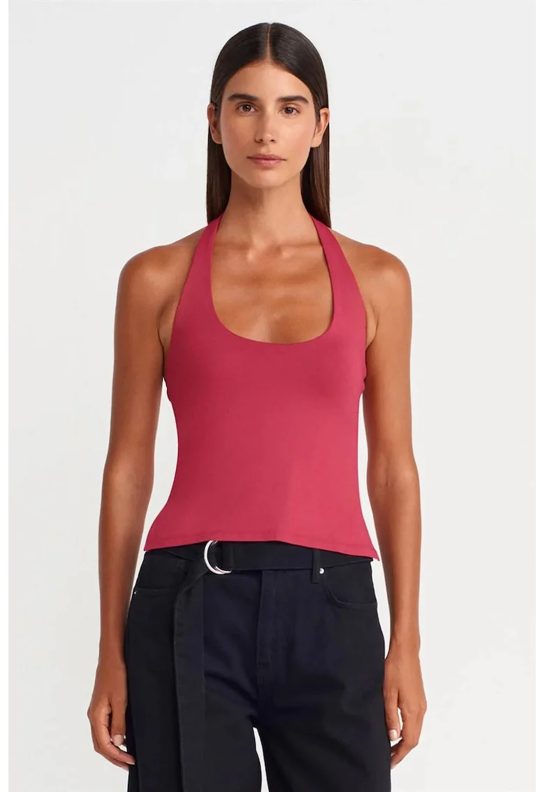 Top  Slim Fit, decupat, roz, nylon