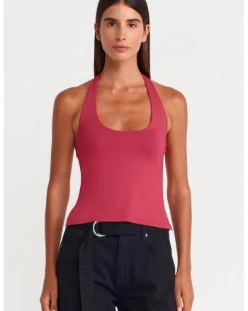 Top  Slim Fit, decupat, roz, nylon