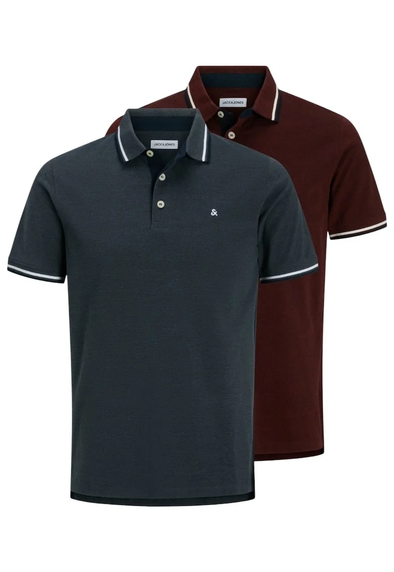 Tricou JACK &JONES Paulos Polo 2PK 62948, Maro/Albastru
