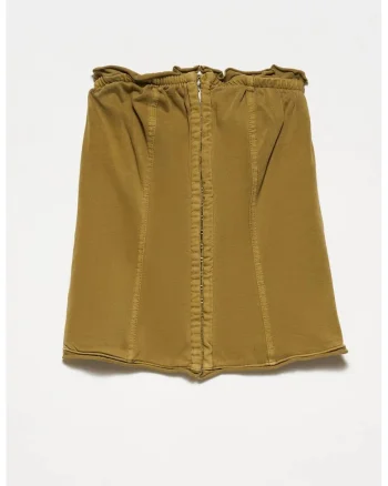 Top scurt  fara bretele, fermoar, verde kaki, bumbac