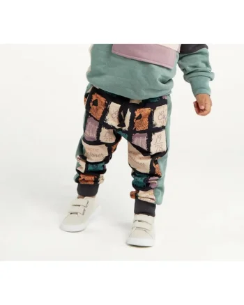 Pantaloni sport cu imprimeu patratele colorate  - Discovery, Verde Mint, pentru baietei, Gri antracit