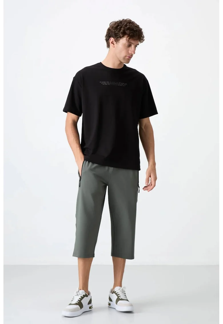 Pantaloni scurti,  Capri, gri ardezie, bumbac 77%