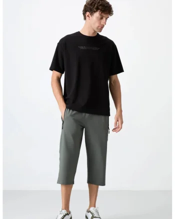 Pantaloni scurti,  Capri, gri ardezie, bumbac 77%