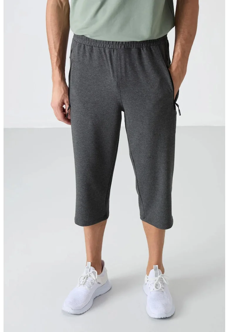 Pantaloni scurti,  Capri, gri antracit, bumbac