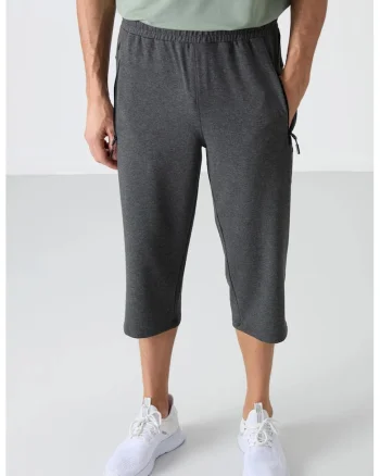 Pantaloni scurti,  Capri, gri antracit, bumbac