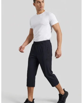 Pantaloni scurti Capri,  negru, poliester-elastan, cu buzunar