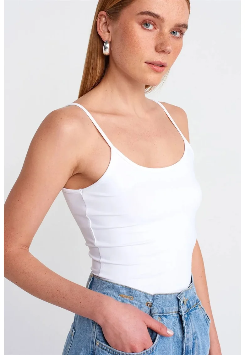 Maiou dama,  Bluza Cami, croiala slim, alb, 93% nailon, 7% elastan