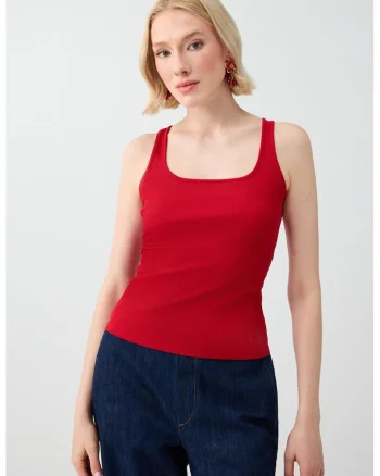 Top striat slim fit, Rosu cireasa