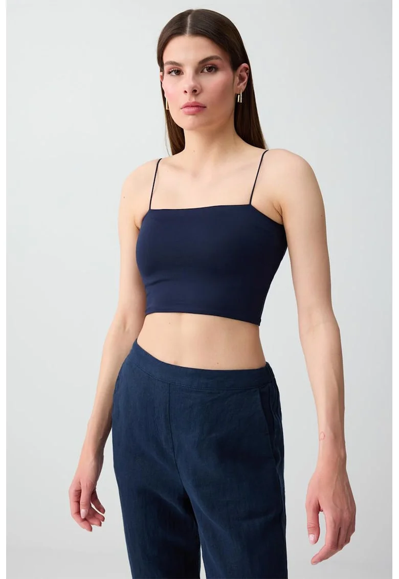 Top crop cu model uni, Albastru ultramarin