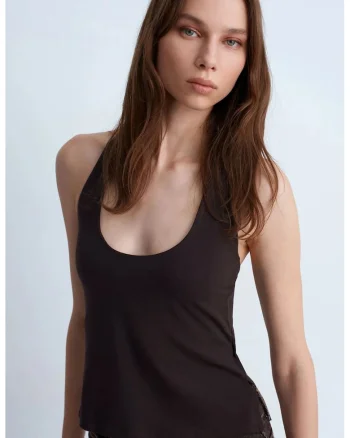 Maiou dama,  Halterneck, decupaje, negru, 47% modal, 46% bumbac, 7% elastan