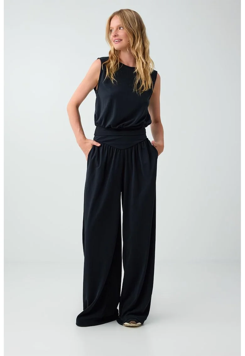 Top crop din amestec de modal, Negru stins
