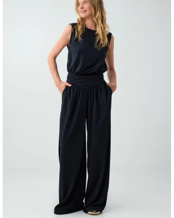 Top crop din amestec de modal, Negru stins