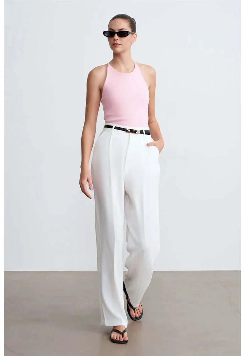 Maiou  Slim Fit Halterneck, elastic, roz pudra, bumbac