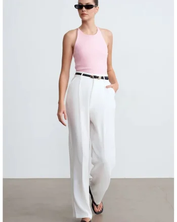 Maiou  Slim Fit Halterneck, elastic, roz pudra, bumbac