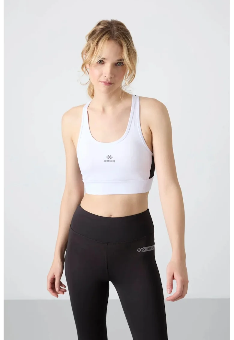 Top sport  mulat, fara maneci, alb, poliester cu elastan