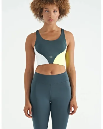 Top sport scurt  multicolor, material elastic, croiala stransa, pentru femei