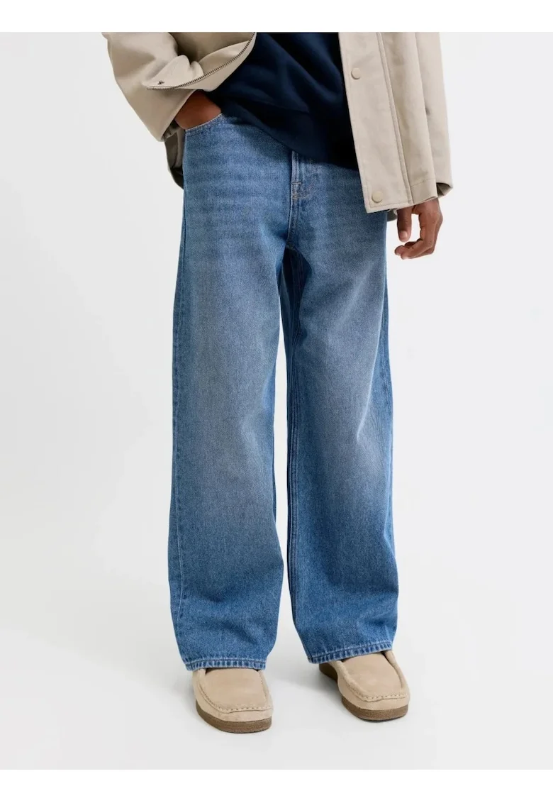 Blugi baieti, DAVE, cu talie inalta si croiala Baggy Fit, Albastru inchis