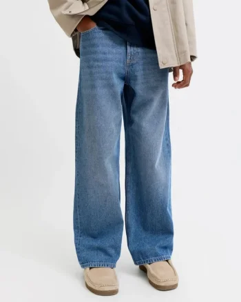 Blugi baieti, DAVE, cu talie inalta si croiala Baggy Fit, Albastru inchis