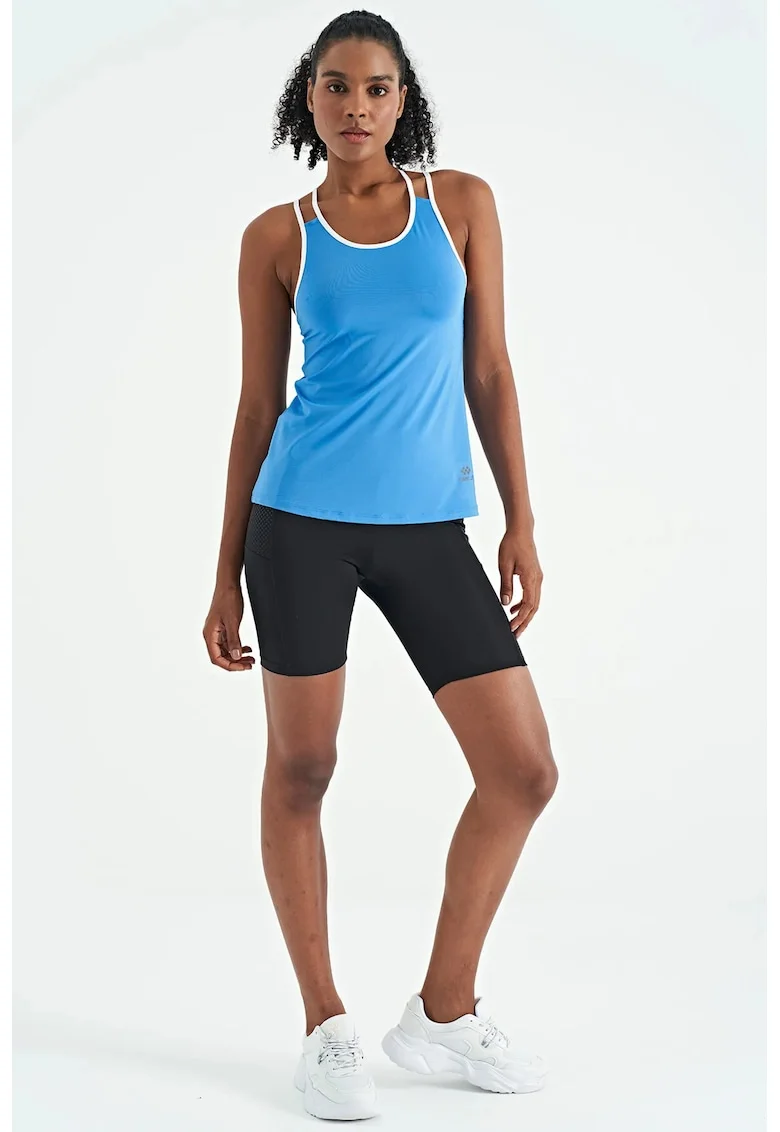 Topuri Sport,  Tricotat Fara Maneci, Albastru Maya, 95% poliester, 5% elastan
