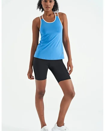 Topuri Sport,  Tricotat Fara Maneci, Albastru Maya, 95% poliester, 5% elastan