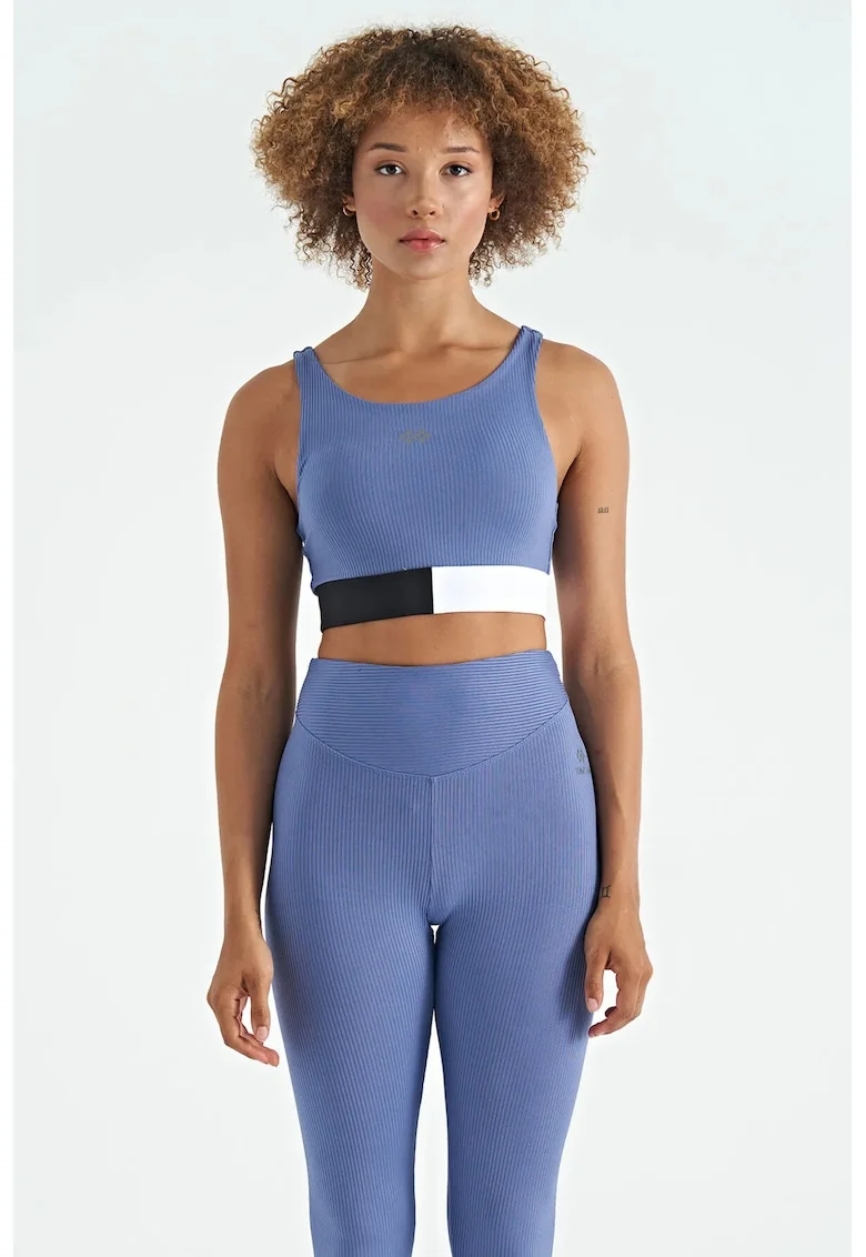 Top sport  Crop fara maneci, multicolor, poliamida cu elastan, design color-block