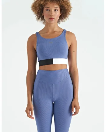 Top sport  Crop fara maneci, multicolor, poliamida cu elastan, design color-block