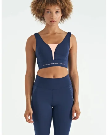 Tricou sport  top sport femei, crop, multicolor, poliester-elastan