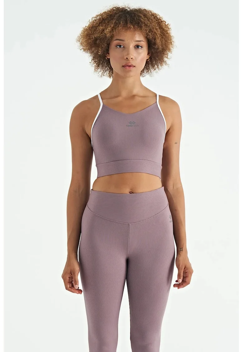 Top sport  mulat, fara maneci, mov mauve, poliamida si elastan