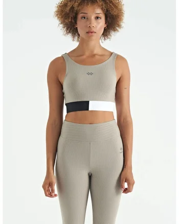 Top sport  Crop fara maneci, multicolor, poliamida cu elastan, design color-block