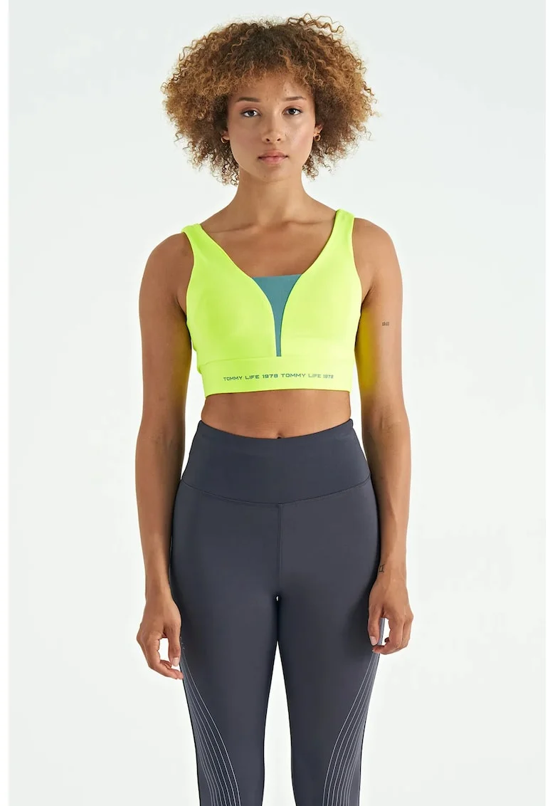 Tricou sport,  top scurt, multicolor, poliester-elastan, pentru femei