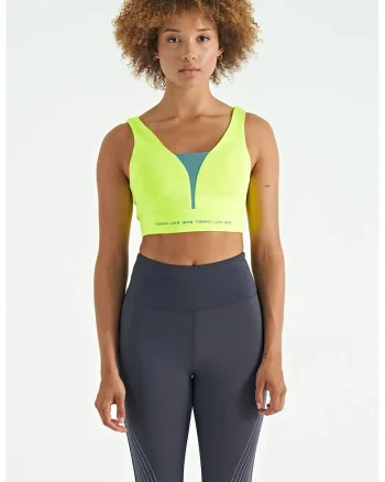Tricou sport,  top scurt, multicolor, poliester-elastan, pentru femei