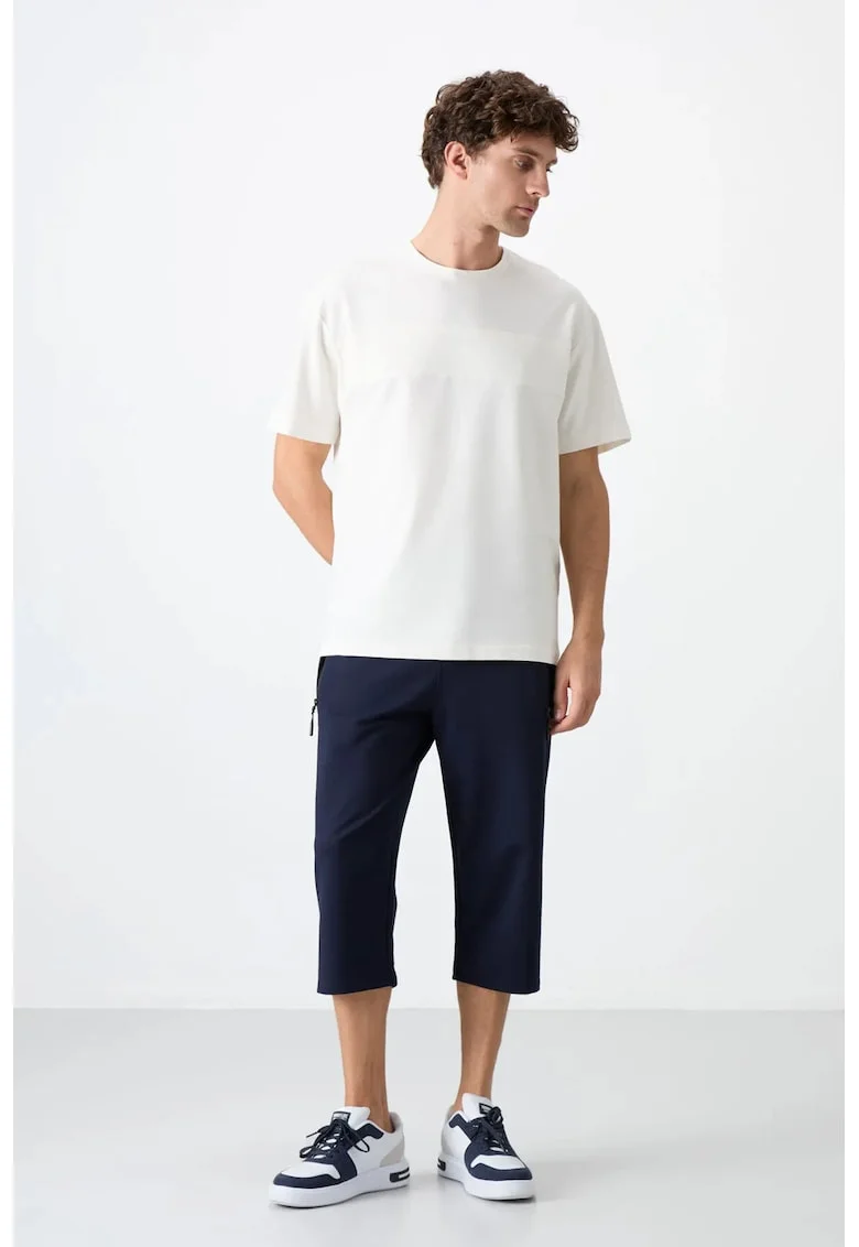 Pantaloni scurti,  ciclism, talie medie, bleumarin, bumbac|Lycra