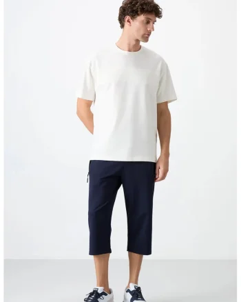 Pantaloni scurti,  ciclism, talie medie, bleumarin, bumbac|Lycra