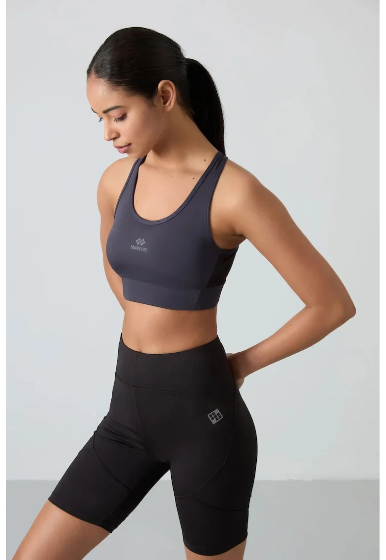 Tricou sport,  top sport mulat, gri antracit, poliester-elastan
