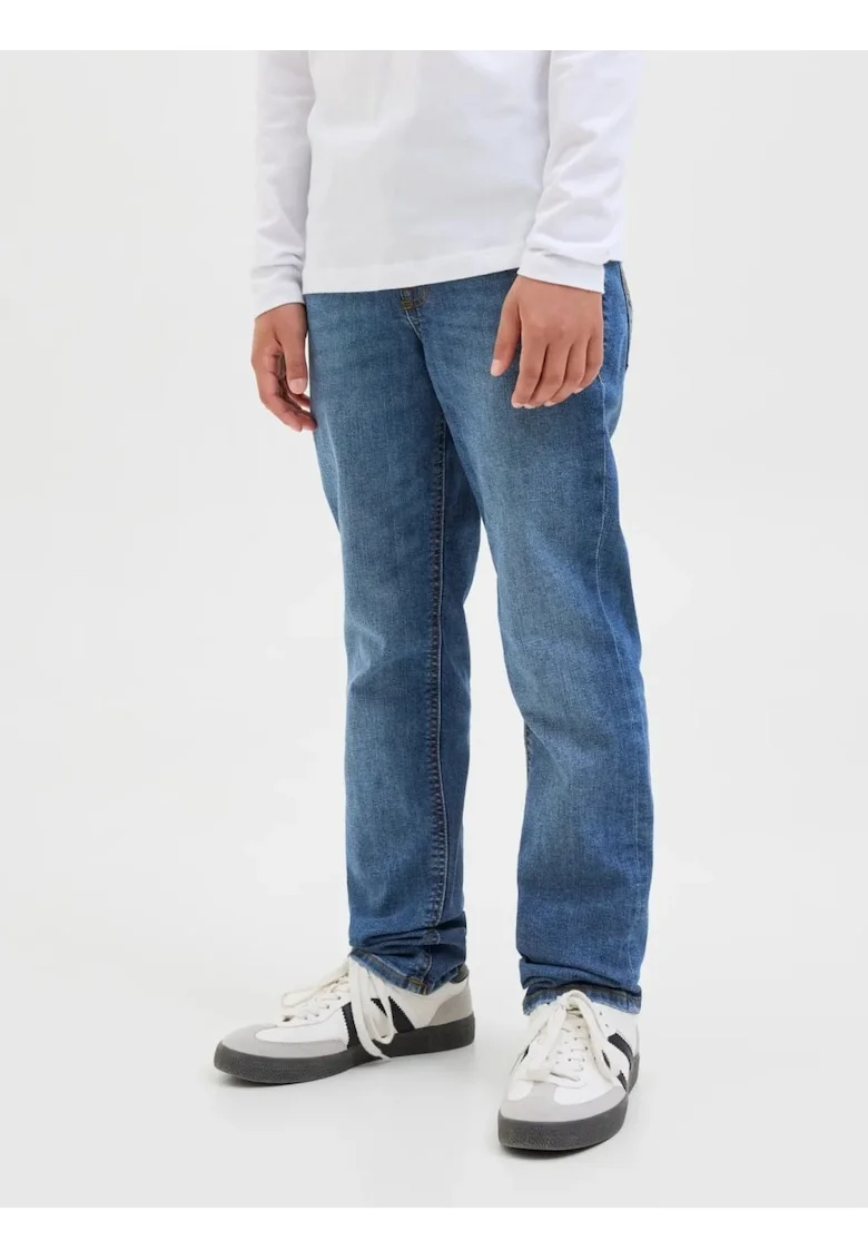 Blugi baieti, Glenn, cu talie joasa si croiala Slim fit, Albastru inchis