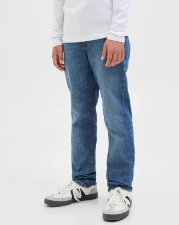 Blugi baieti, Glenn, cu talie joasa si croiala Slim fit, Albastru inchis