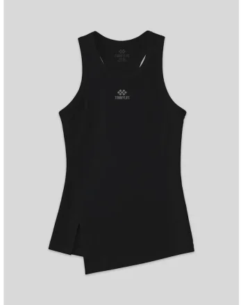 Tricou sport dama,  top activ fara maneci, negru, poliester-elastan