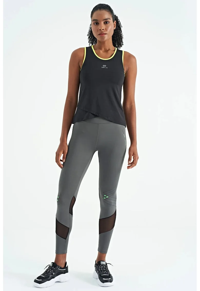 Topuri Active,  Top Sport fara maneci, Negru, Poliester-Elastan