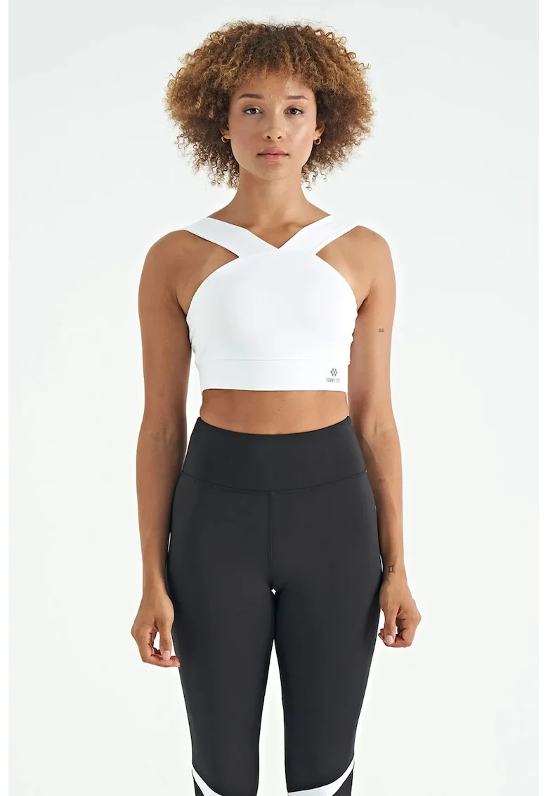 Tricou sport,  scurt, alb, poliester-elastan, pentru femei